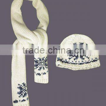 Fashion Winter Knitting Accessories Set Knitted Beanie & Scarf