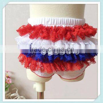 Fashion Infant Outfit Ruffle Baby Girls Satin Bloomer 4th of July Festival Wearing For Kids