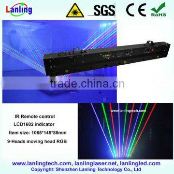 New style, 1650mW RGB 9-head Moving head laser dj lighting