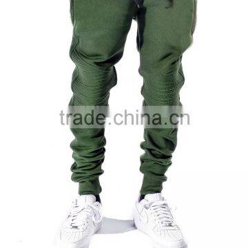 Green biker jogger man pants moto jogger pants gym pants (lotbike071)