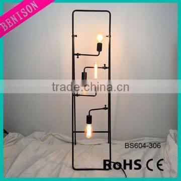 hot selling 110V 220V LED 2 or 4 lampholder black pipe antique/vintage desk/ table / floor lamp for party / bar / restaurant