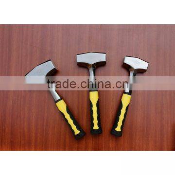 High quality hand tool one piece steel forging stone hammer with rubber coated handle