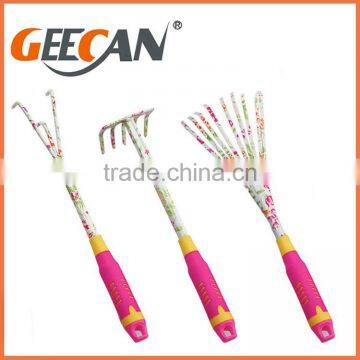 4pcs Kids Garden Tools Set Floral Printing Shovel,rake,fork With Plastic Handle photo-4