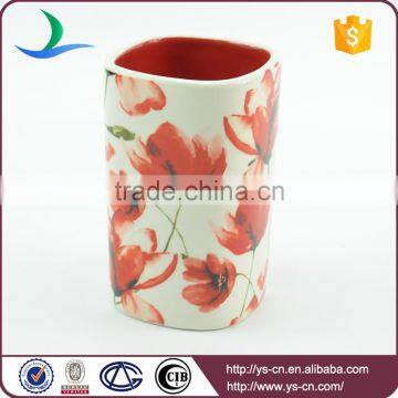 Red Flower Promotional Gifts Ceramic Square Bathroom Set photo-4