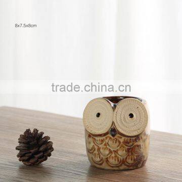 Creative indoor decorative owl ceramic animal shaped flower pot