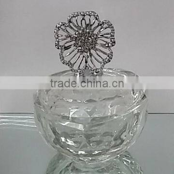 clear small crystal trinket box with jewelled top