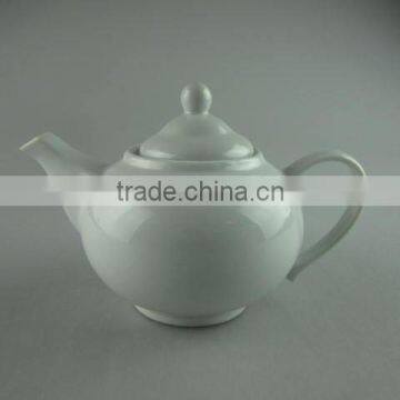 Stocked White round ceramic tea pot, coffee pot