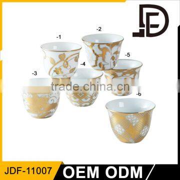 Drinkware gold ceramic esspresso cup, gold plated porcelain cup