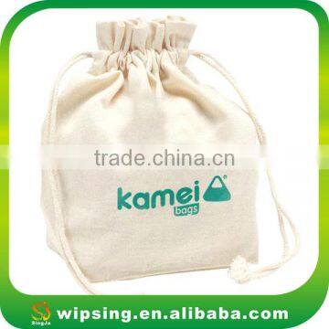 Organic Large Cotton Canvas Drawstring Bag With Logo Printed photo-2