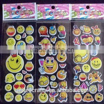 EMOJI SMILEY FACE Childrens Puffy PVC Stickers 12 Packs 3 Different 4 Of Each photo-2