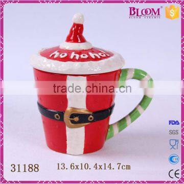 Wholesale cheap christmas gift ceramic mug with lid