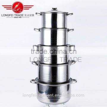 Best Selling New Shape Glass Lid 5pcs Stainless Steel Camping Pot/cooking Pot photo-2