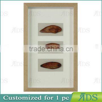 Wooden Shadowbox Frame with Colorful Agate Stone Under Glass