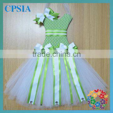 Newestl ! CUTE Tutu ribbon bow holder Soft chiffon Tutus chevron white bow holder