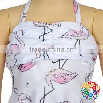 Kid Ruffle Swimwear Bikini Summer White Print Swimming Clothes Set Wholesale Swimsuits photo-5