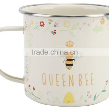 decorative metal enamel mug