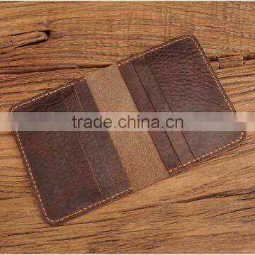 Bifold Cowhide Leather Men Credit Card Holder with multiple card slots