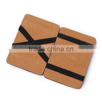 Magic wallet PU leather money clip with RFID-blocking in various designs