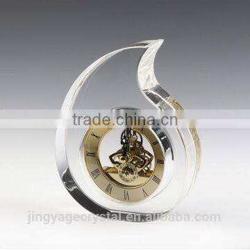 Teardrop shape crystal clock for business gifts