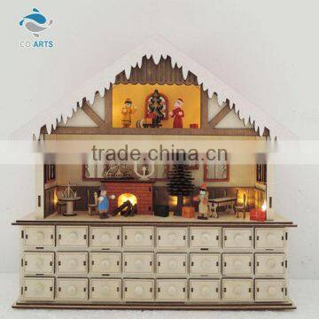 European style house shaped wooden handicraft lighting items