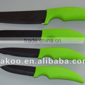 4 Pieces PP+TPR Handle Zirconia Ceramic Knife with Black Blade