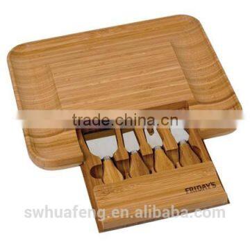 bamboo cheese board with knife