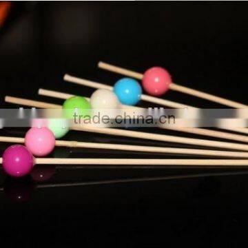 wedding party solid color round bead bamboo pick 100/pk