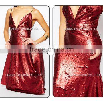 Wine Red One Piece Girls Party Dresses Pictures of Latest Gown Sexy Deep v Floor Touching Evening Dress photo-6