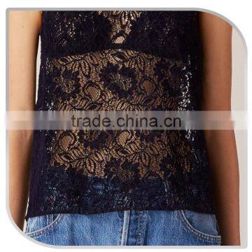 Ladies Lace Tops for Women 2016 Sleeveless Latest Design Sexy Net Tops for Girls photo-5