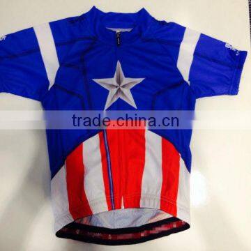 Captain America design bike clothing, good quality cycling jersey