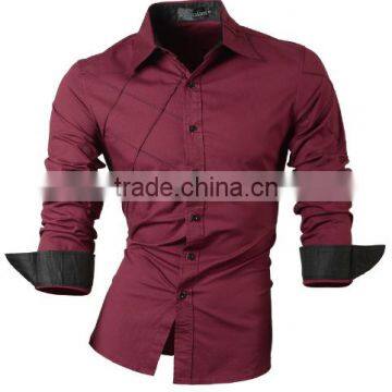 2016 New Fashion Men Long Sleeve Casual Slim Cotton Dress Shirts
