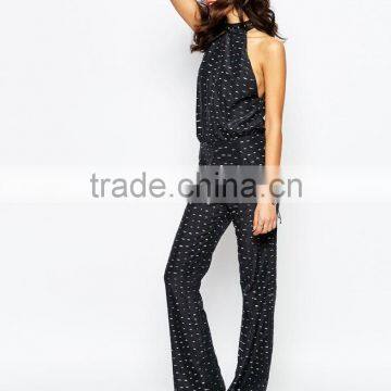 2015 China factory OEM ODM fashionable customized halter All-over print Jumpsuit