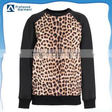 Fancy custom raglan sleeve leopard print 3D sweatshirt for women