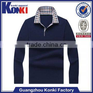 personalized custom cheap men long sleeve plaid polo t shirt