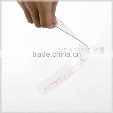 China Kearing transplant flexible 1.2mm thickness sandwich line plastic french curve ruler for sewing design