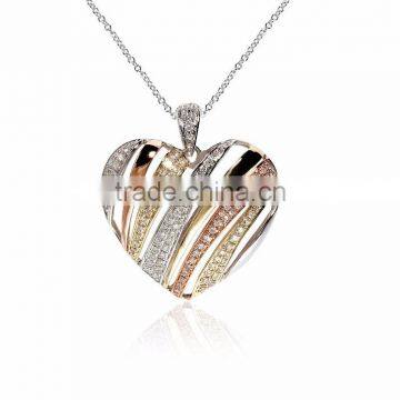 Designer Three Tone Plated heart pendant