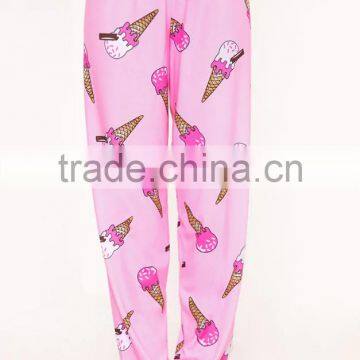 Custom Full Print Women Long PJ Set All Over Print Ladies Sleepwear Pink Ice-cream Print Pajamas Set photo-6