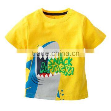 boys fashion clothing kids yellow with fish pattern carton T-shirts