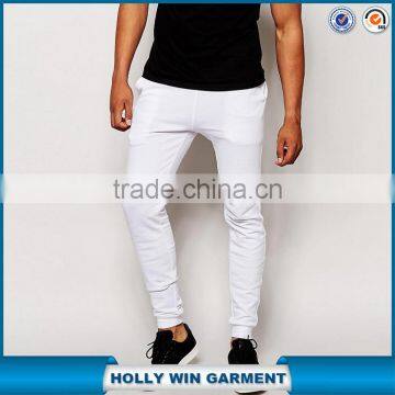 Mens pure white custom China factory drawstring jogging pants