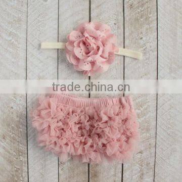 Little Girl Bloomer Dress Pink Chiffon Fabric With Ribbon Bowknot Wholesale Baby Product photo-6