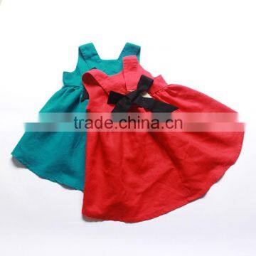 Children Boutique Princess Dress Wholesale Baby Girls Soild Color Party Dresses With Bowknot photo-3