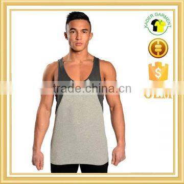 Custom block color gym singlet for men, wholesale stringer sinlget