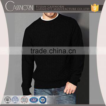 100% cotton crew neck pullover custom pattern design mens cable knit sweater