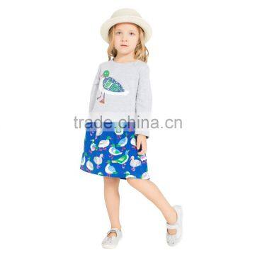 S33559W Summer Kids Clothing Cotton Birds Girls Dresses Lovely Children Dresses