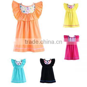 New design frock cotton Girl Ruffle Dress cotton fancy clothes girls boutique dress