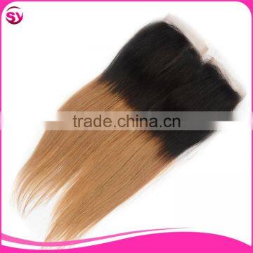 1B/27 Lace Closure Bleached Knots Ombre Blonde Hair Closure Piece, Free Parting Lace Closure Blonde