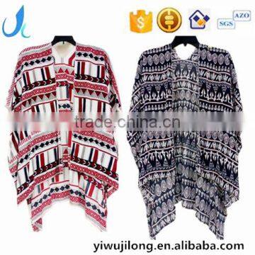 Hot sale fashion printed open kimono for women viscose cotton soft blouses