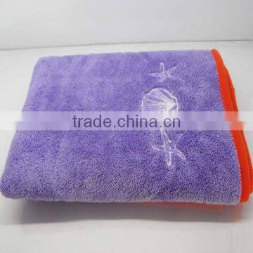 super soft purple coral fleece bath towel