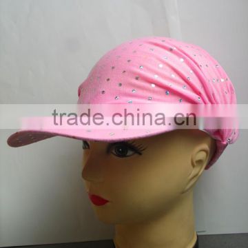 spring and summer pink printed hat for lady