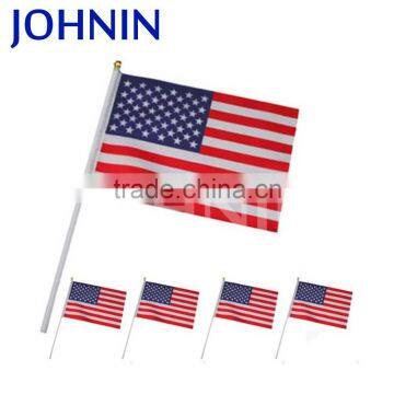 Sedex certificated 100% polyester wooden pole the US hand flag